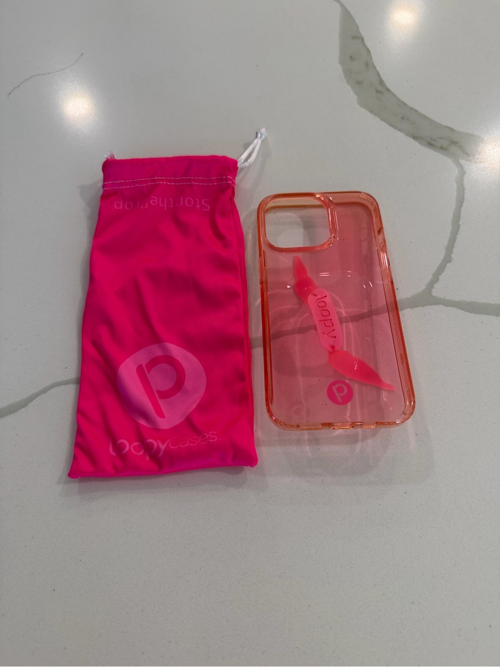 Loopy Pink Transparent Phone Case with Matching Pouch